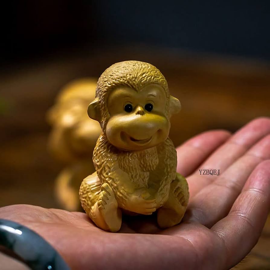 ★木彫り猿 吊るし飾り ぶら下がり猿 アンティーク オブジェ インテリア 縁起物 サル 猿 Monkey 申 さる アンティーク 動物 アニマル 置き物